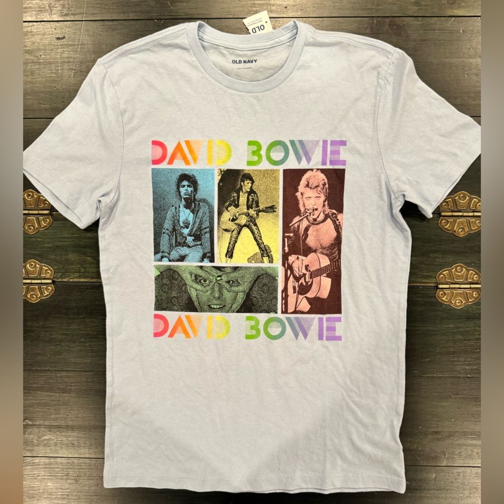 NEW light blue Old Navy David Bowie graphic T-shirt Size XS Unisex